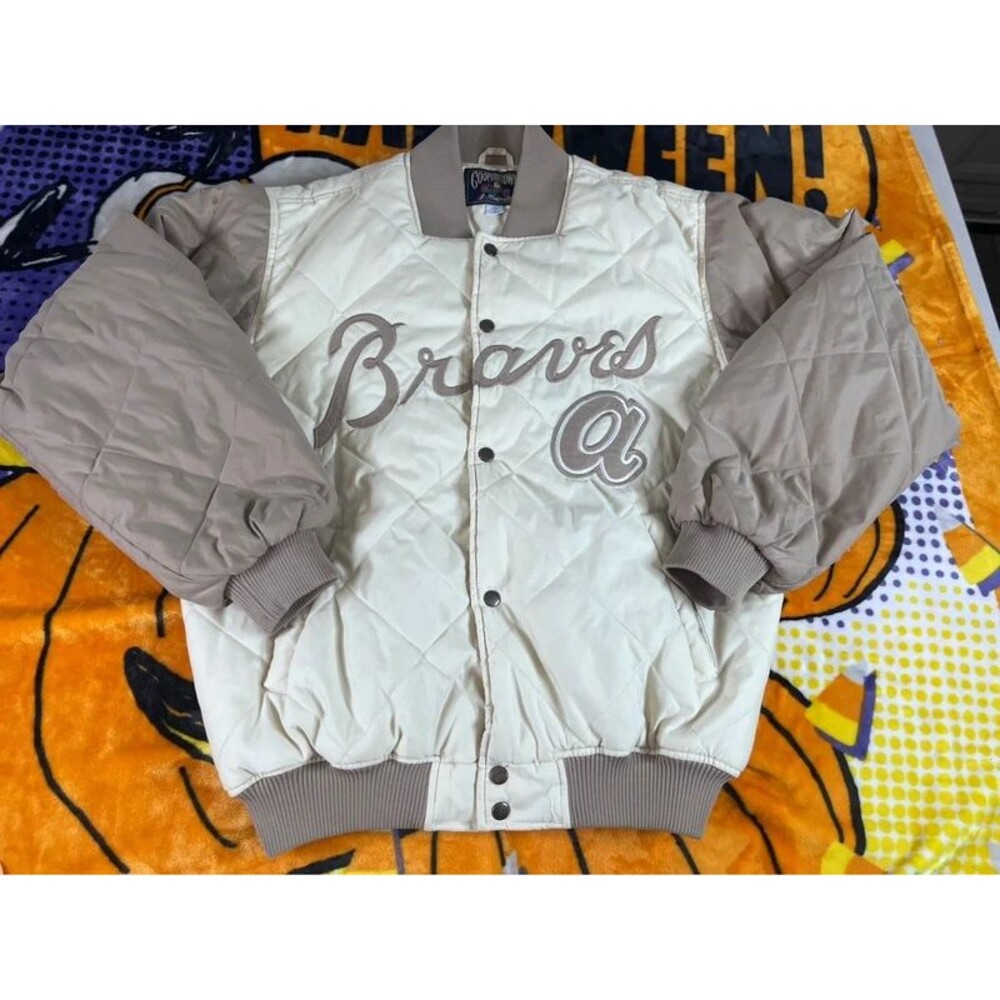 Majestic Cooperstown Collection Atlanta Braves Quilted Bomber Jacket size large